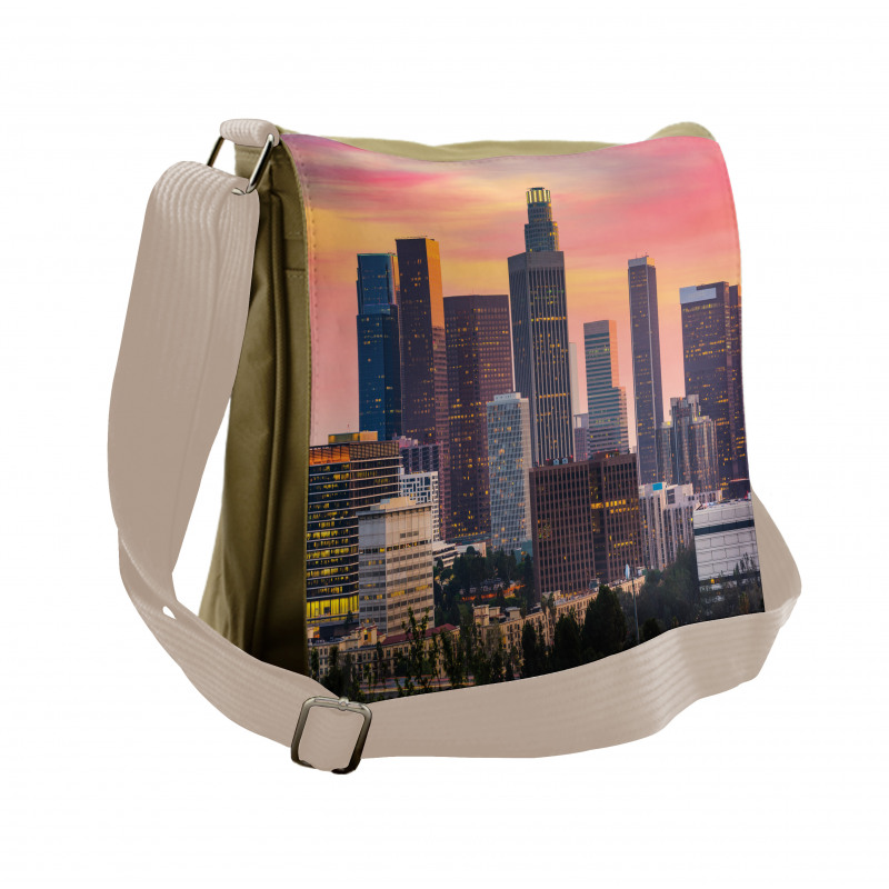 Los Angeles Skyline Orange Sky Messenger Bag