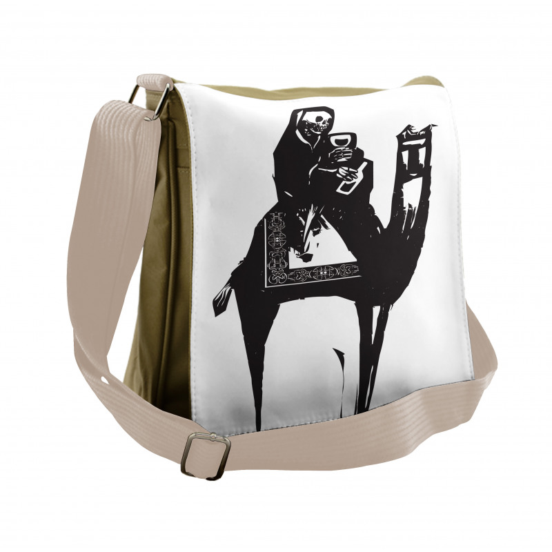 Death Drinks Wine on Camel Messenger Bag