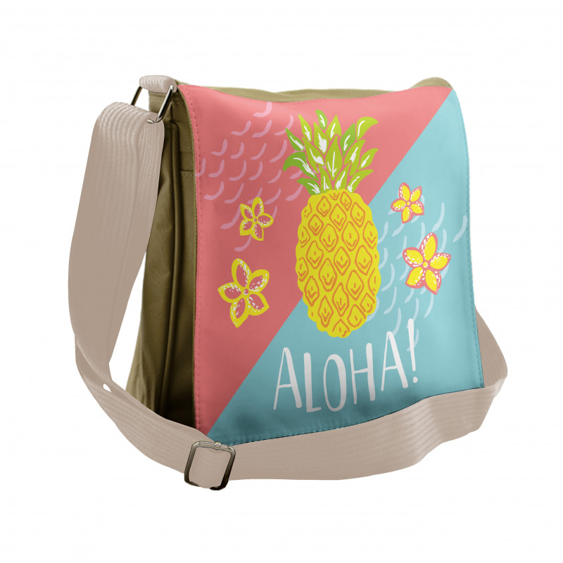 Flowers and Pineapple Pattern Messenger Bag