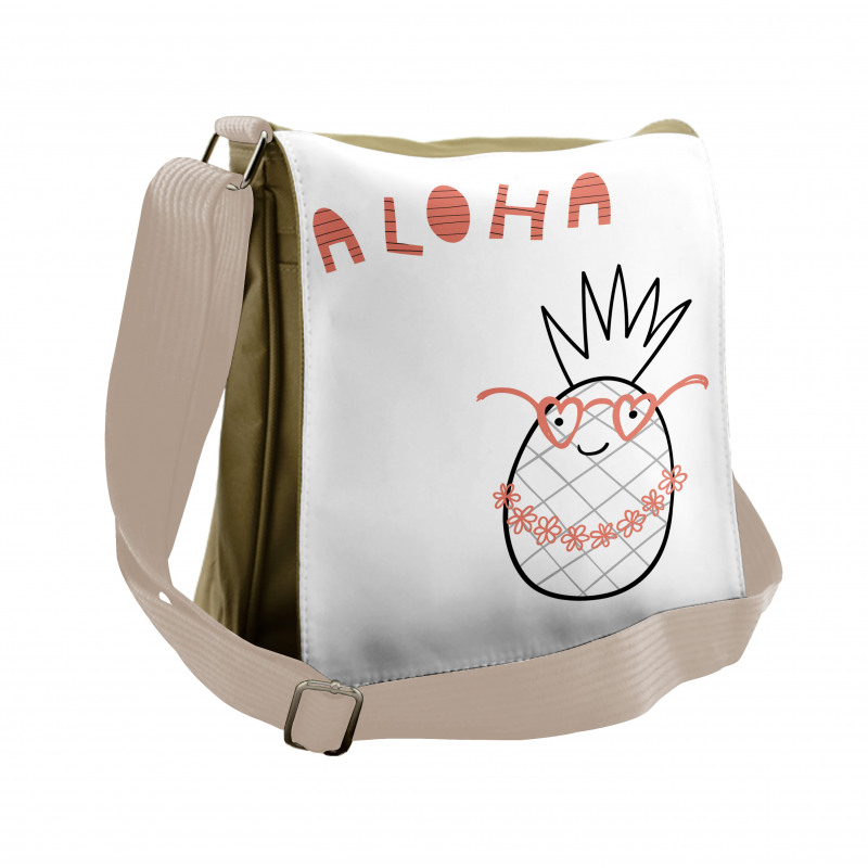 Striped Aloha Nerdy Pineapple Messenger Bag