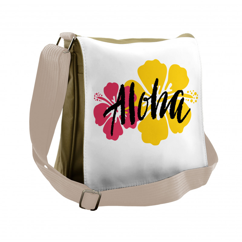 Brush Stroke Effect Hibiscus Messenger Bag