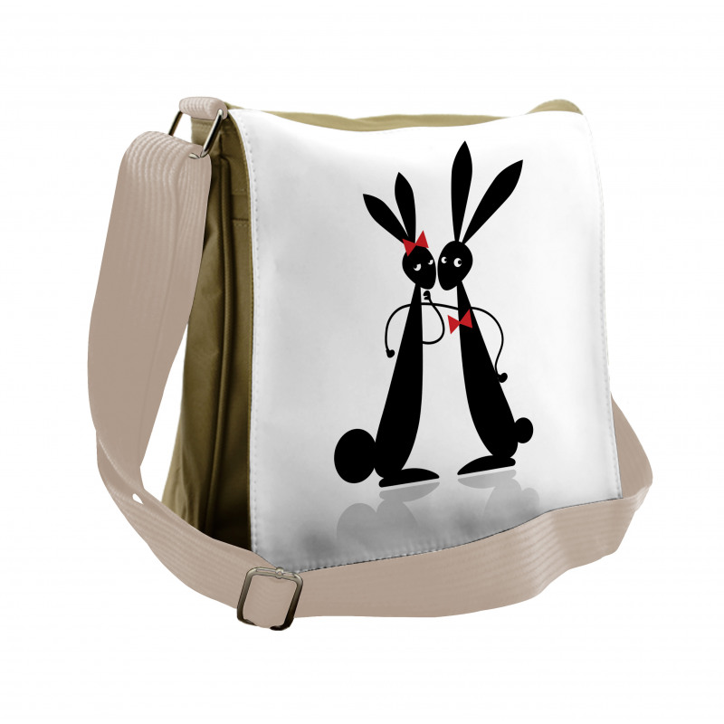 Couple Rabbits Bow Tie Messenger Bag