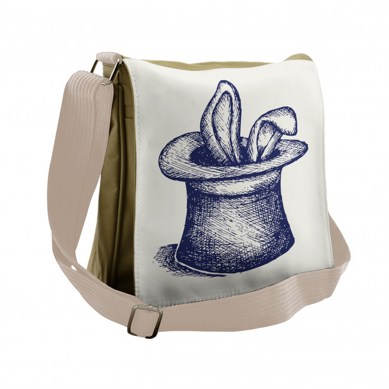 Sketchy Art Rabbit in a Hat Messenger Bag