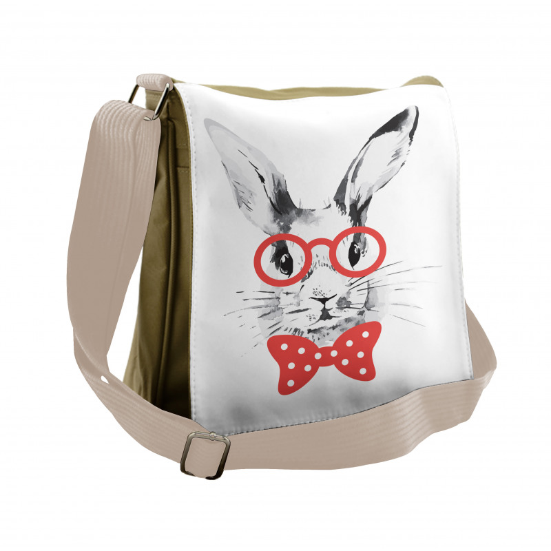 Nerdy Rabbit with Eyeglasses Messenger Bag