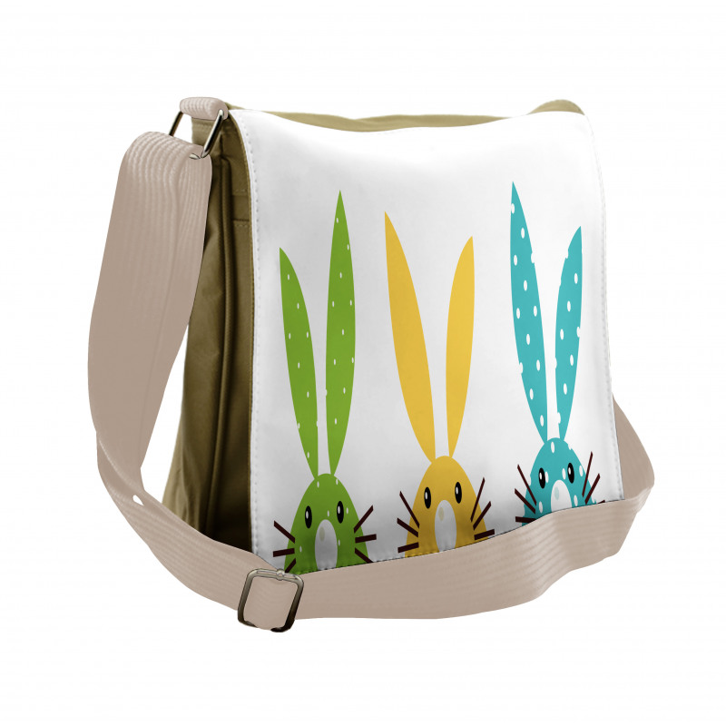 Colorful Half Face Rabbit Messenger Bag