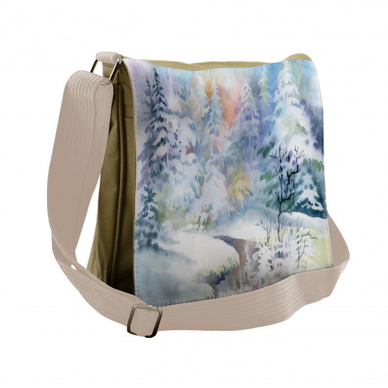 Watercolor Painting Blurred Messenger Bag