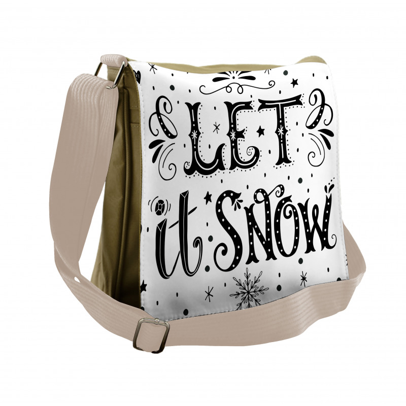 Monochrome Let it Snow Art Messenger Bag