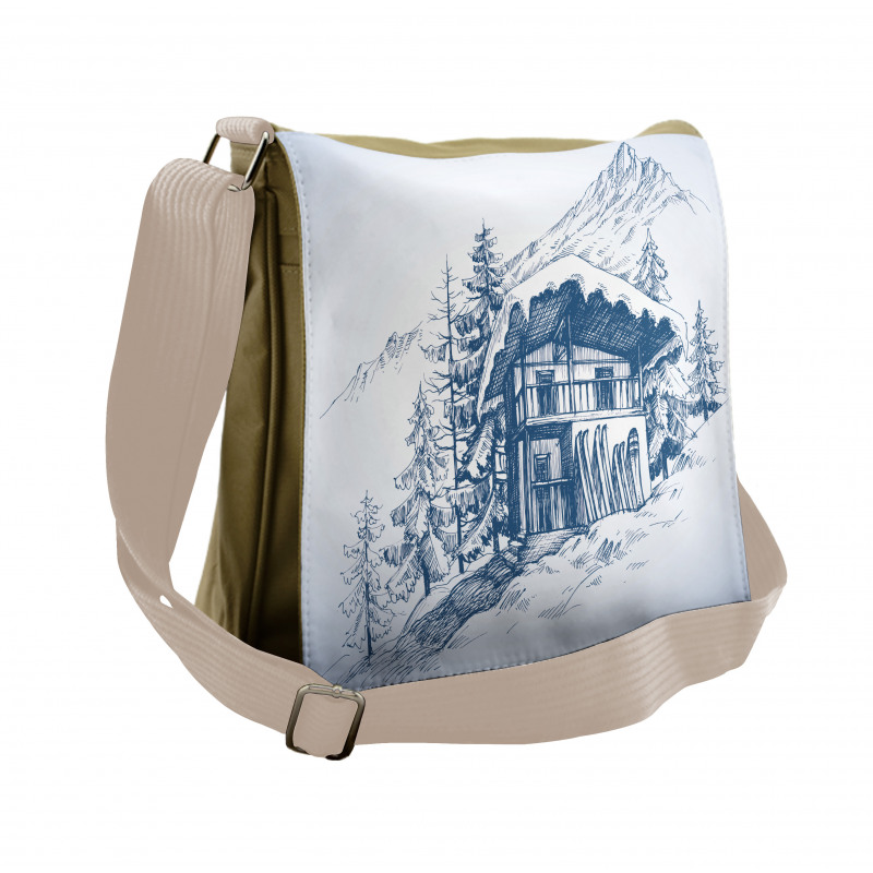 Sketch of Ski Hut Resort Messenger Bag