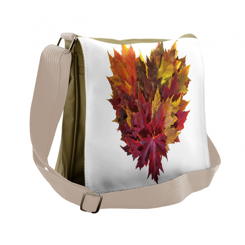 Mix Leaves Heart Shaped Messenger Bag