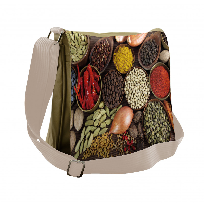 Top View of Herbs Flavors Messenger Bag