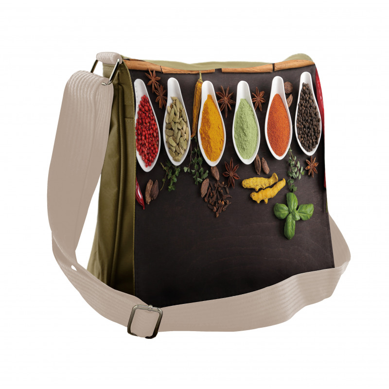 Folk Food Top View of Tastes Messenger Bag