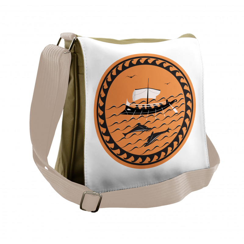 Greek Ship on Waves Messenger Bag