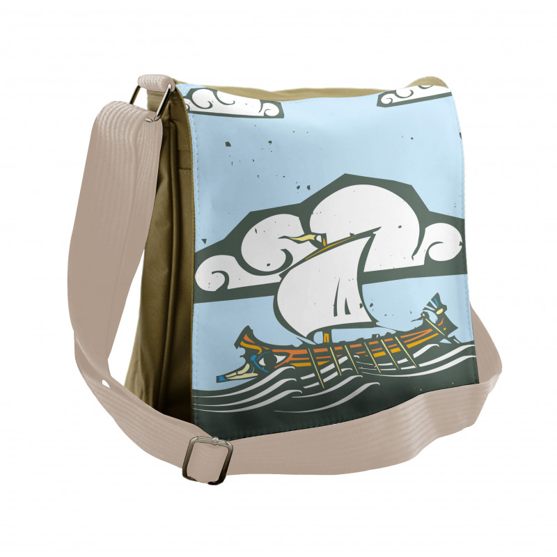 Greek Galley with Oars Sail Messenger Bag