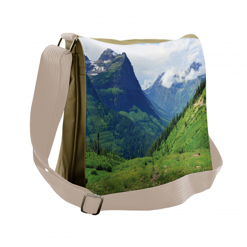 Summer Cloudy Peaks and Grass Messenger Bag