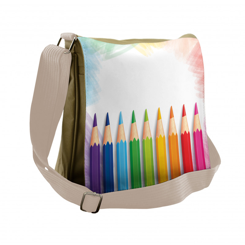 Realistic Colorful Pencils Messenger Bag