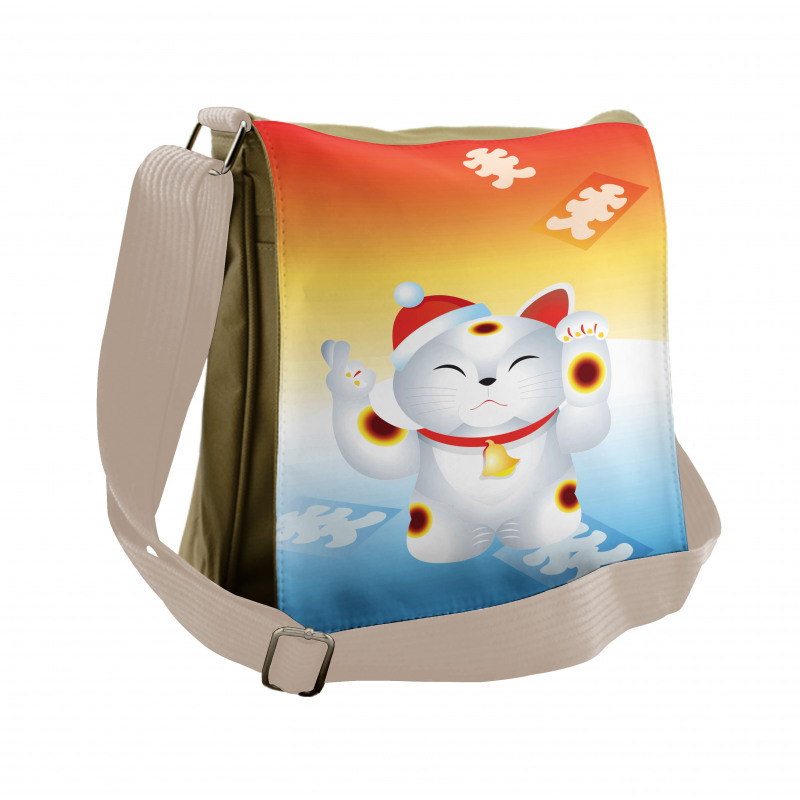 New Year Santa Cat Messenger Bag