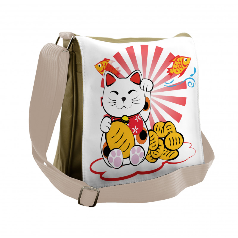 Fishbones Lucky Cat Messenger Bag