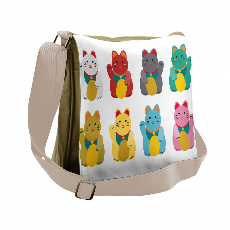 Colorful Maneki Neko Messenger Bag