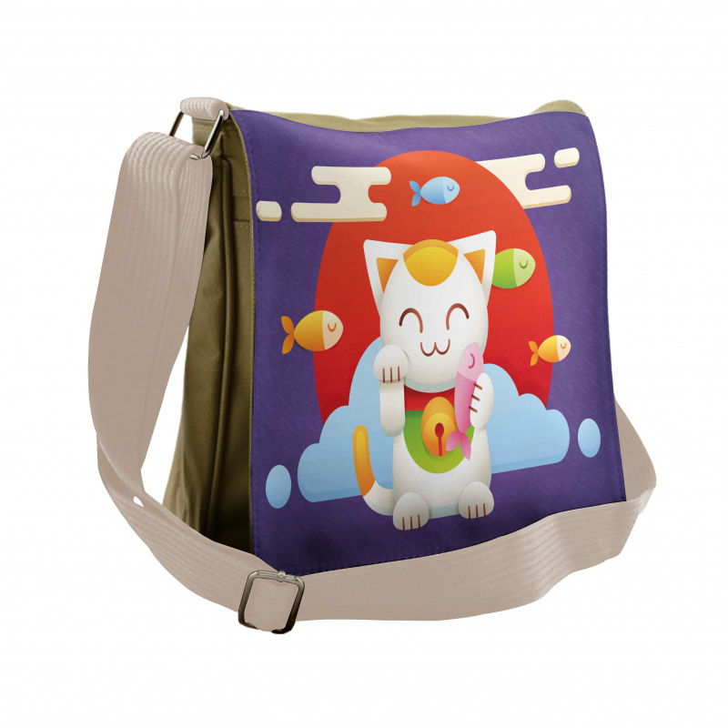 Maneki Neko Coins Fish Messenger Bag