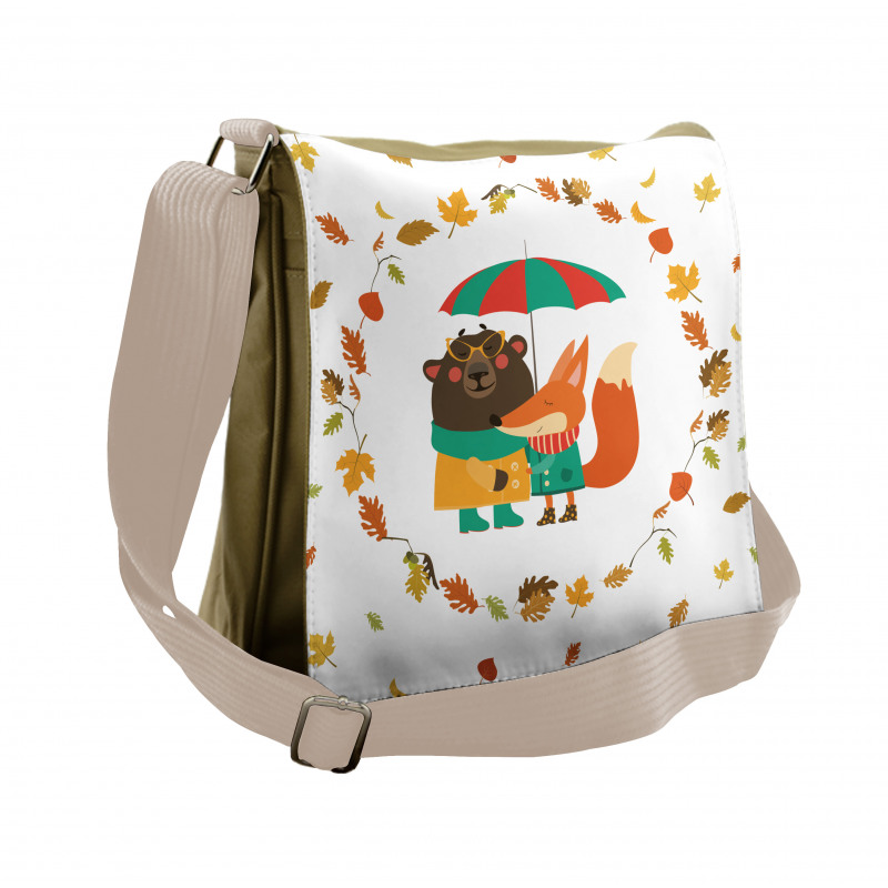 Autumn Fox and Bear Messenger Bag