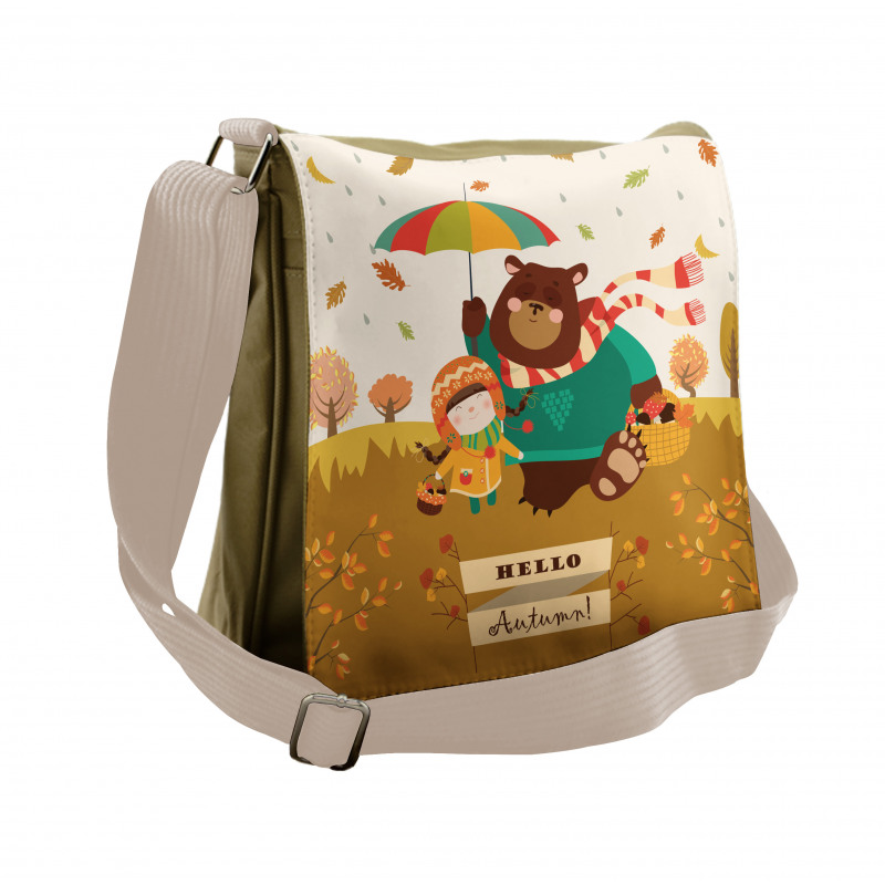 Hello Autumn Cartoon Messenger Bag