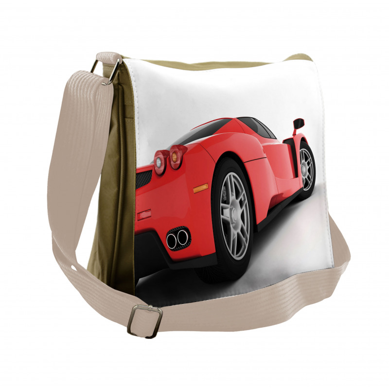 Red Super Sports Car Messenger Bag