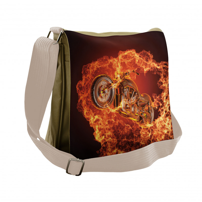 Motorbike in Fire Messenger Bag