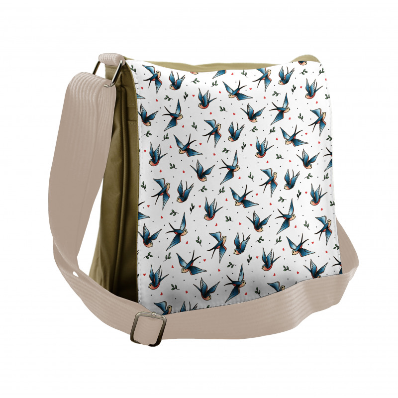 Flying Bird Heart Branch Messenger Bag