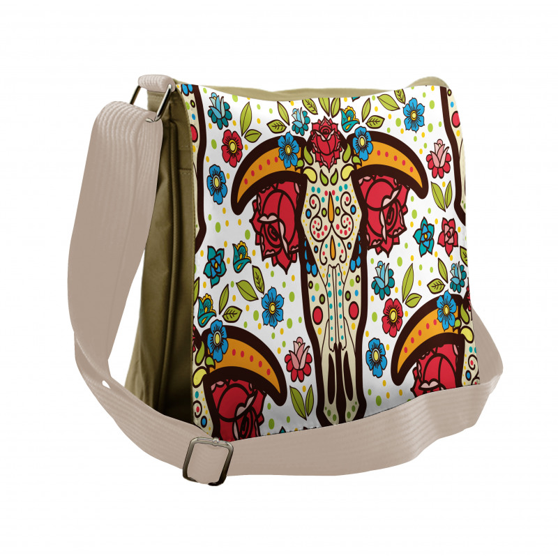 Mexican Folk Animal Skull Messenger Bag