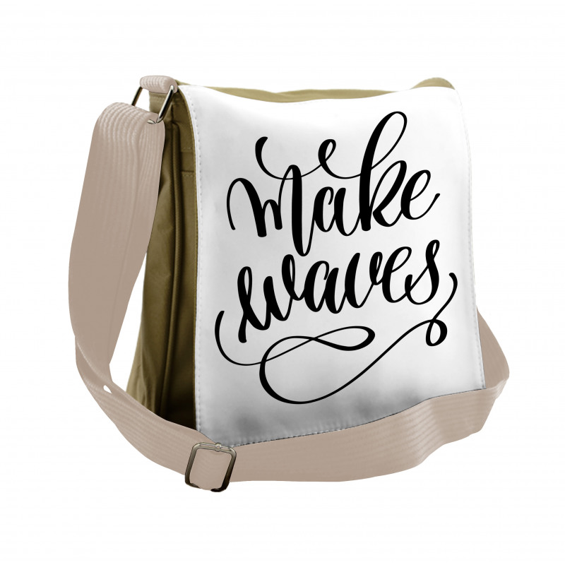 Monochrome Style Cursive Messenger Bag