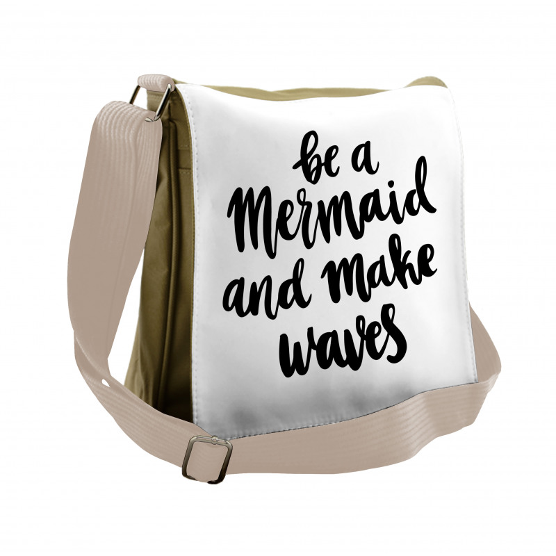 Monochrome Be a Mermaid Messenger Bag