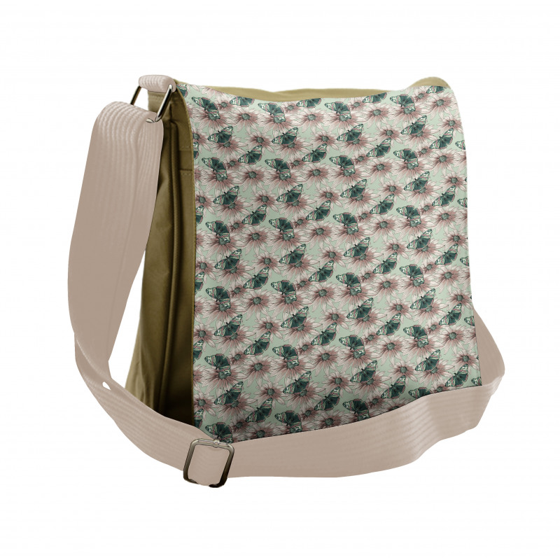 Vintage Flower Butterfly Messenger Bag