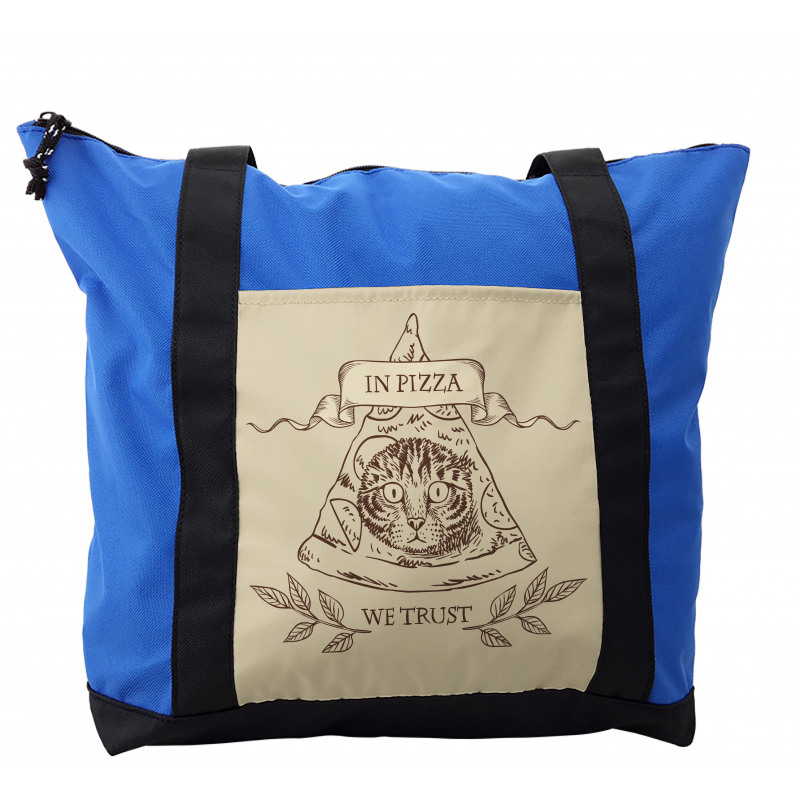 Cat Face in Pizza We Trust Shoulder Bag