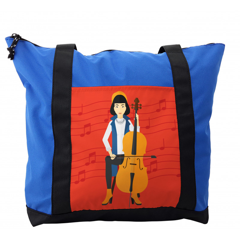 Cartoon Woman Playing Music Shoulder Bag