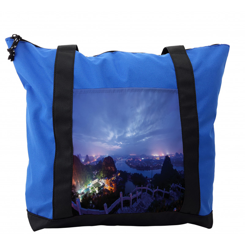 Nighttime Display of City Shoulder Bag