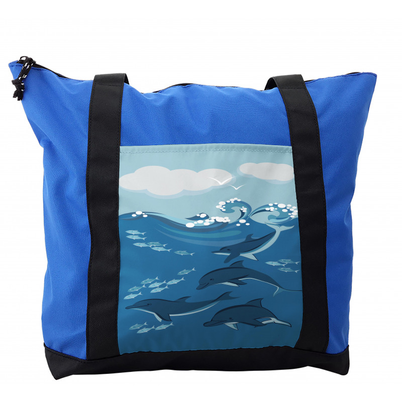 Dolphins and Fish Cartoon Shoulder Bag