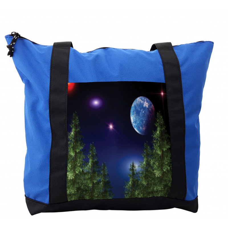 Cosmic Night Pine Trees Shoulder Bag