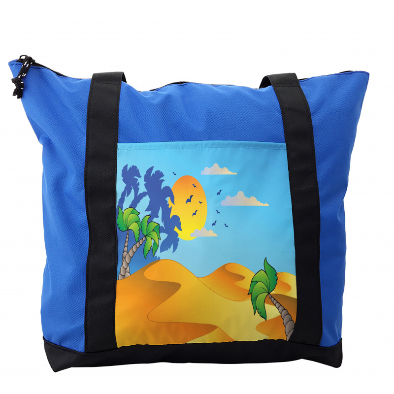 Cartoon Desert Landscape Palms Shoulder Bag