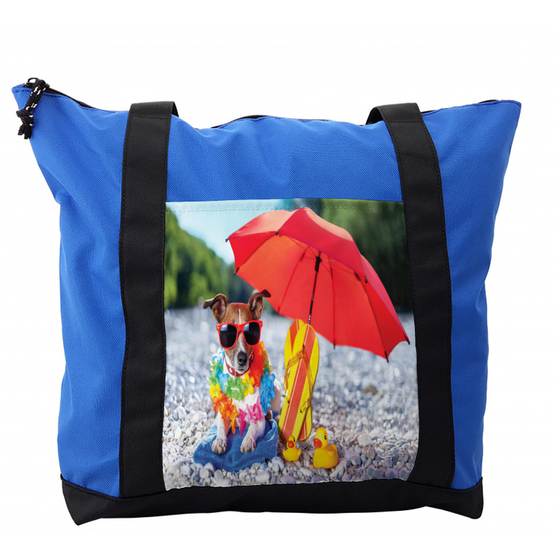 Funny Hawaiian Dog Beach Shoulder Bag