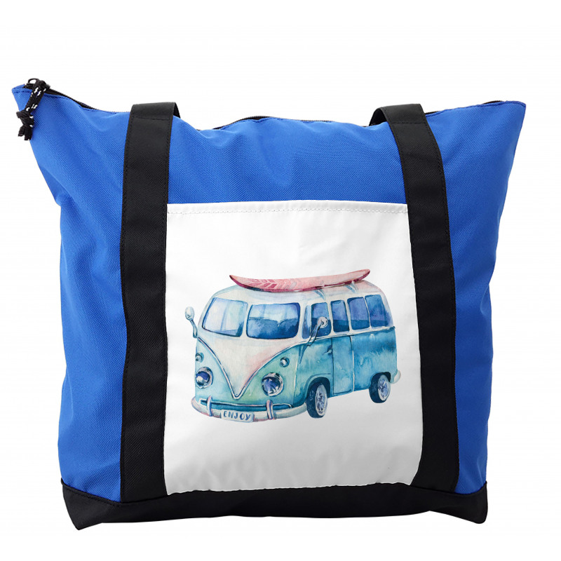 Watercolor Happy Surf Van Shoulder Bag