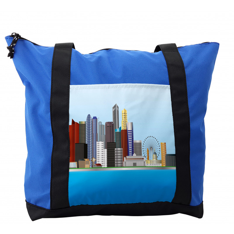 Urban Buildings and River Shoulder Bag