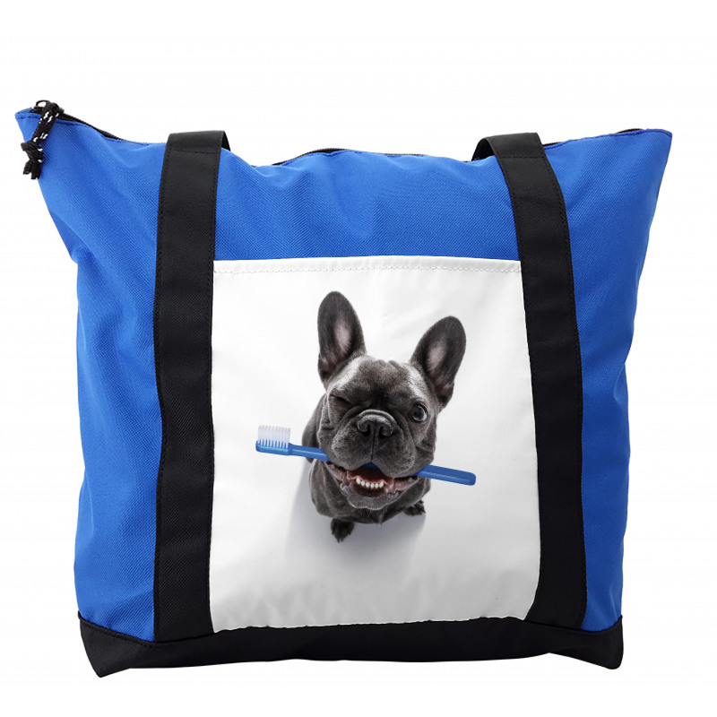 Funny Dog with Toothbrush Shoulder Bag