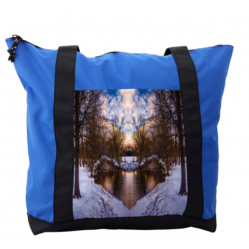 Snowy Winter Park Lake Shoulder Bag