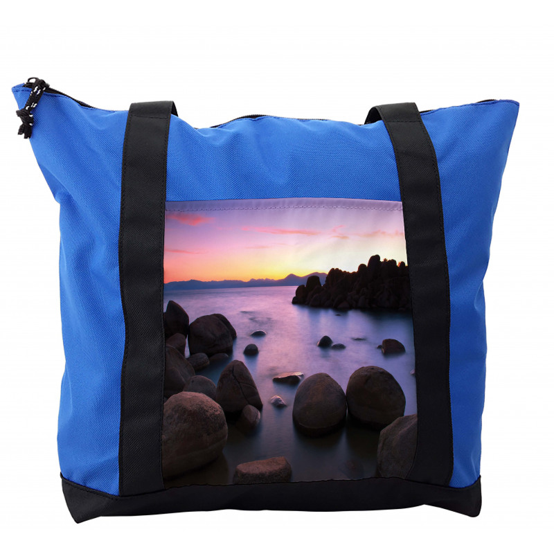 Misty Scene Rocks Water Shoulder Bag