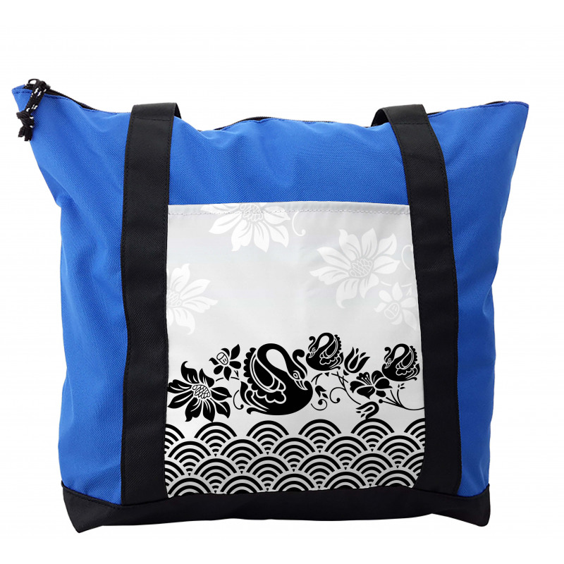 Black Swans and Flowers Shoulder Bag