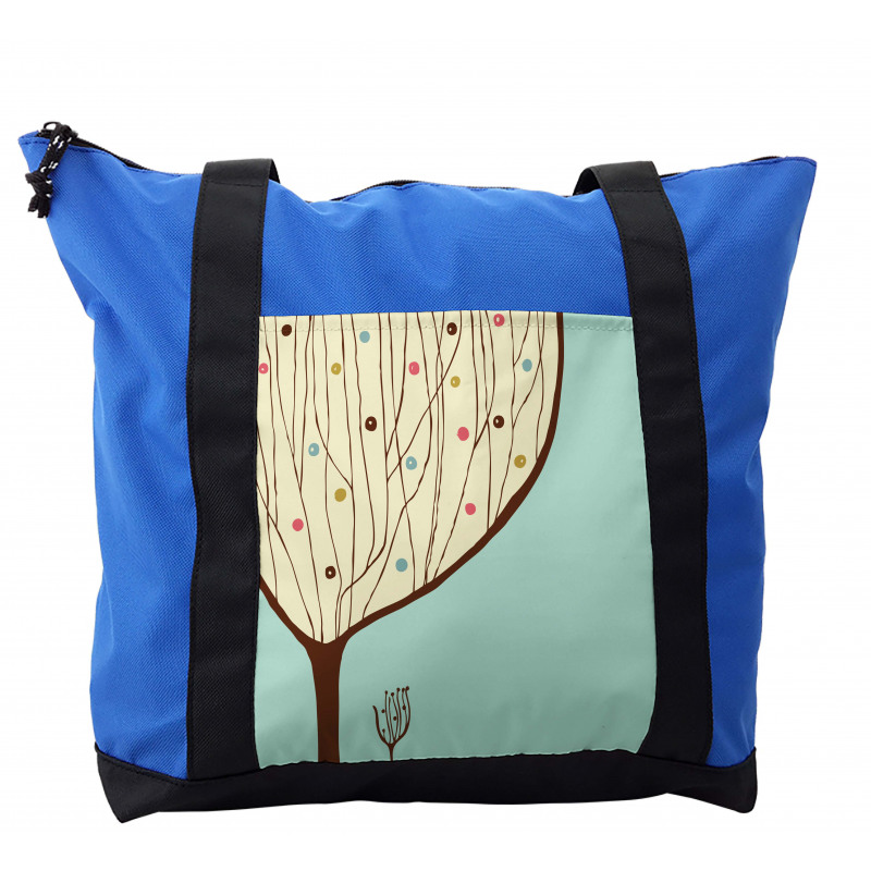 Aqua Hand Drawn Tree Shoulder Bag