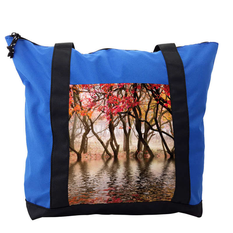 Fall Season River with Trees Shoulder Bag