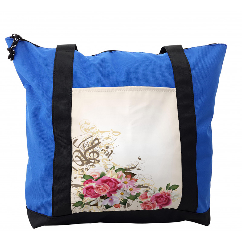 Flowers and Music Notes Shoulder Bag