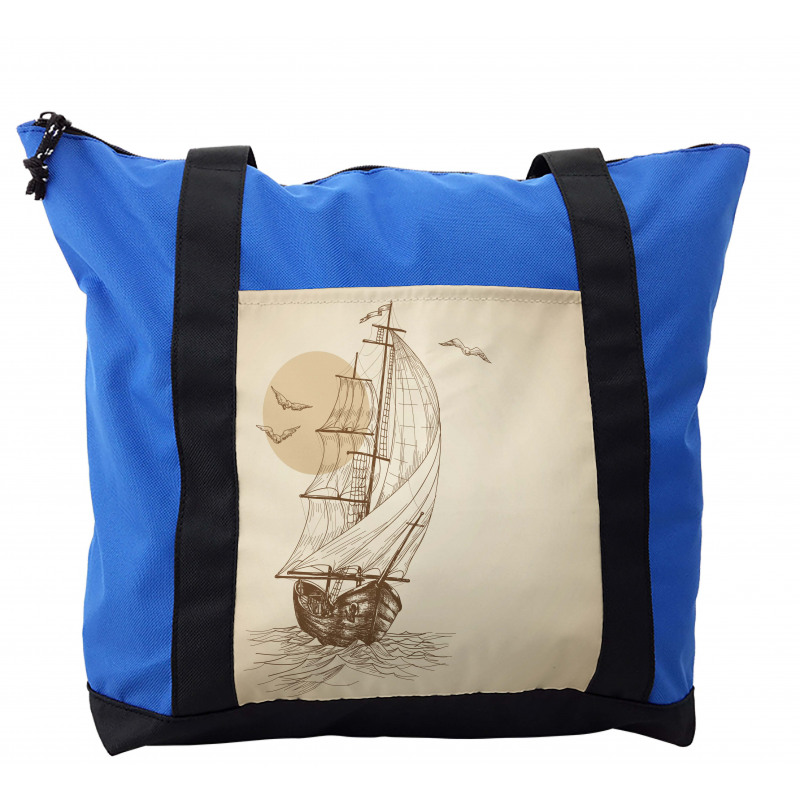 Sailing Ship Birds Sun Shoulder Bag