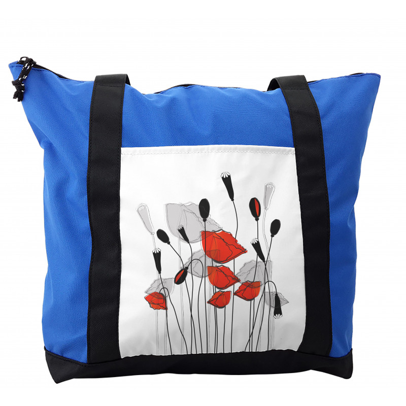 Hand Drawn Poppy Flowers Shoulder Bag